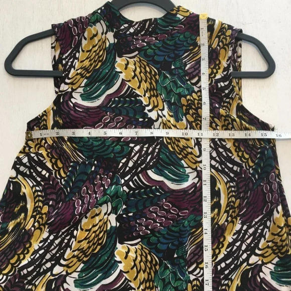 Halogen Printed Feather Fall Tank Career Blouse - Picture 4 of 7